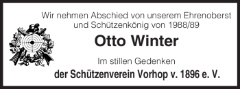 Traueranzeige von Otto Winter von ALLGEMEINE ZEITUNG UELZEN