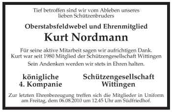Traueranzeige von Kurt Nordmann von ALLGEMEINE ZEITUNG UELZEN