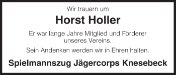 Traueranzeige von Horst Holler von Uelzen