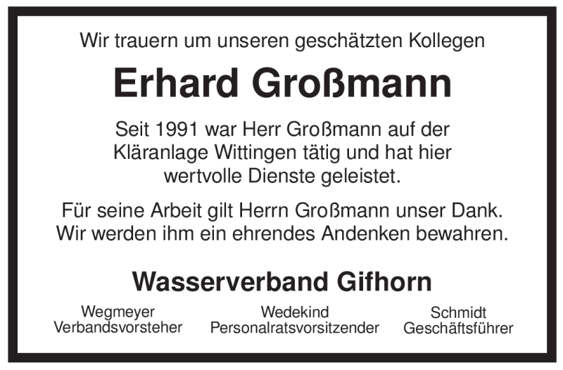  Traueranzeige für Erhard Großmann vom 17.04.2010 aus ALLGEMEINE ZEITUNG UELZEN