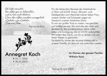 Traueranzeige von Annegret Koch von ALLGEMEINE ZEITUNG UELZEN