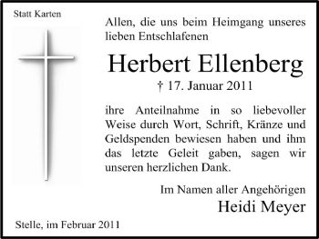 Traueranzeige von Herbert Ellenberg von ALLGEMEINE ZEITUNG UELZEN