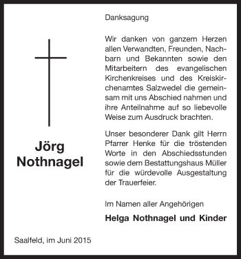 Traueranzeige von Jörg Nothnagel von Uelzen