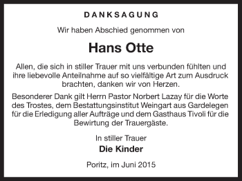 Traueranzeige von Hans Otte von Uelzen