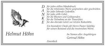 Traueranzeige von Helmut Höhn von ALLGEMEINE ZEITUNG UELZEN