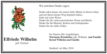 Traueranzeige von Elfriede Wilhelm von ALLGEMEINE ZEITUNG UELZEN