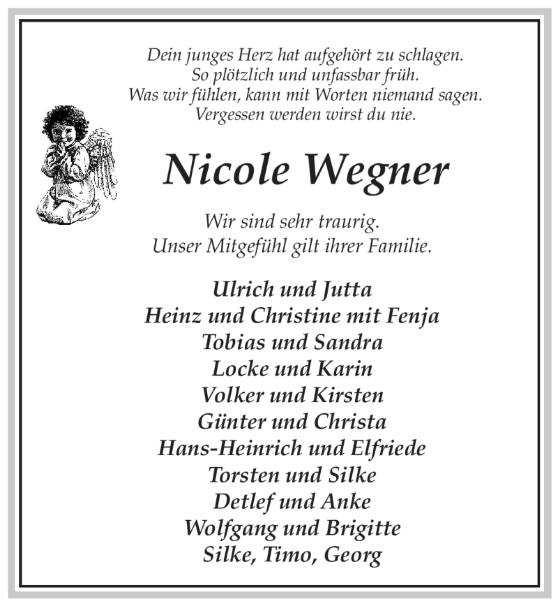  Traueranzeige für Nicole Wegner vom 02.03.2010 aus ALLGEMEINE ZEITUNG UELZEN