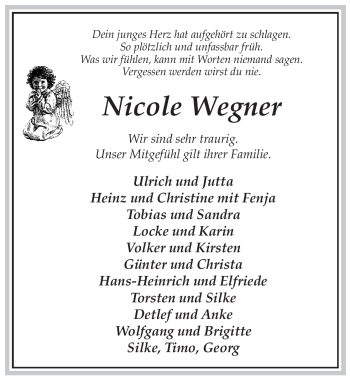 Traueranzeige von Nicole Wegner von ALLGEMEINE ZEITUNG UELZEN