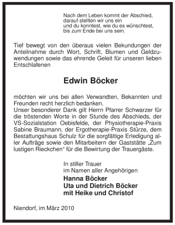 Traueranzeige von Edwin Böcker von ALLGEMEINE ZEITUNG UELZEN