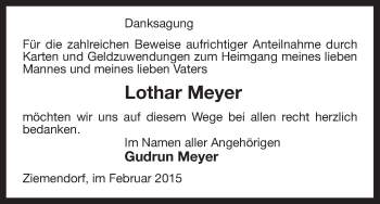 Traueranzeige von Lothar Meyer von Uelzen