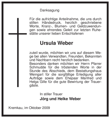 Traueranzeige von Ursula Weber von ALLGEMEINE ZEITUNG UELZEN