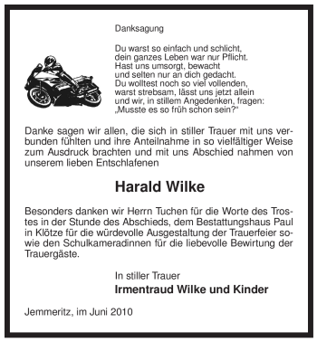 Traueranzeige von Harald Wilke von ALLGEMEINE ZEITUNG UELZEN