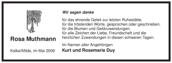 Traueranzeige von Rosa Muthmann von ALLGEMEINE ZEITUNG UELZEN