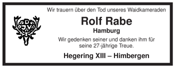 Traueranzeige von Rolf Rabe von ALLGEMEINE ZEITUNG UELZEN