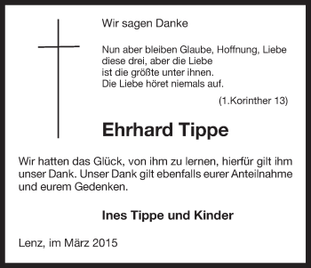 Traueranzeige von Ehrhard Tippe von Uelzen