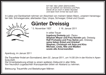 Traueranzeige von Günter Dreissig von ALLGEMEINE ZEITUNG UELZEN