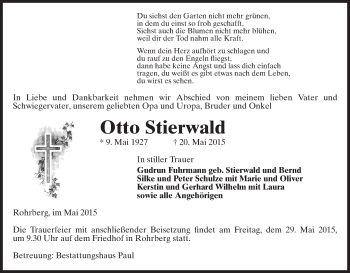 Traueranzeige von Otto Stierwald von Uelzen