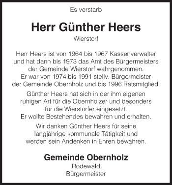 Traueranzeige von Günther Heers von Uelzen