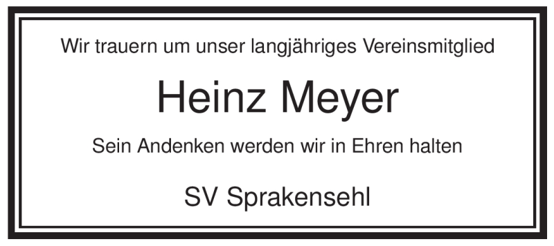  Traueranzeige für Heinz Meyer vom 28.04.2009 aus ALLGEMEINE ZEITUNG UELZEN