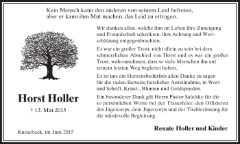 Traueranzeige von Horst Holler von Uelzen