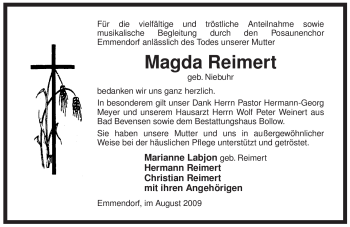 Traueranzeige von Magda Reimert von ALLGEMEINE ZEITUNG UELZEN