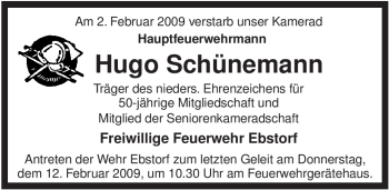 Traueranzeige von Hugo Schünemann von ALLGEMEINE ZEITUNG UELZEN