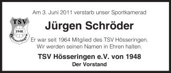 Traueranzeige von Jürgen Schröder von ALLGEMEINE ZEITUNG UELZEN