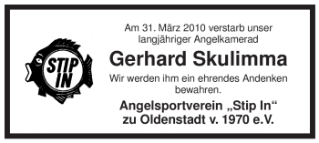 Traueranzeige von Gerhard Skulimma von ALLGEMEINE ZEITUNG UELZEN