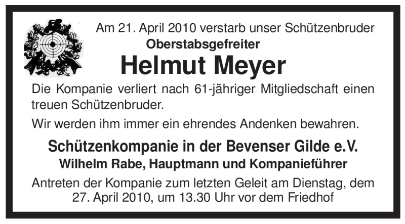  Traueranzeige für Helmut Meyer vom 23.04.2010 aus ALLGEMEINE ZEITUNG UELZEN