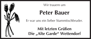 Traueranzeige von Peter Bauer von Uelzen