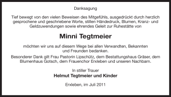 Traueranzeige von Minni Tegtmeier von ALLGEMEINE ZEITUNG UELZEN