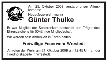Traueranzeige von Günter Thulke von ALLGEMEINE ZEITUNG UELZEN