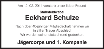 Traueranzeige von Eckhard Schulze von ALLGEMEINE ZEITUNG UELZEN
