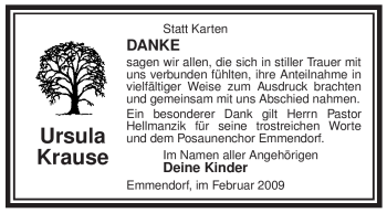 Traueranzeige von Ursula Krause von ALLGEMEINE ZEITUNG UELZEN