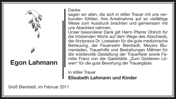 Traueranzeige von Egon Lahmann von ALLGEMEINE ZEITUNG UELZEN