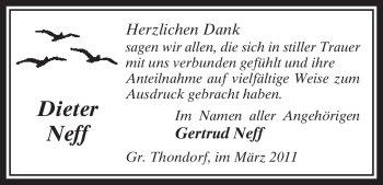 Traueranzeige von Deiter Neff von ALLGEMEINE ZEITUNG UELZEN