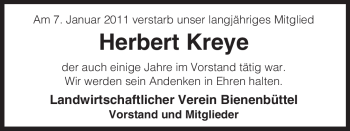 Traueranzeige von Herbert Kreye von ALLGEMEINE ZEITUNG UELZEN