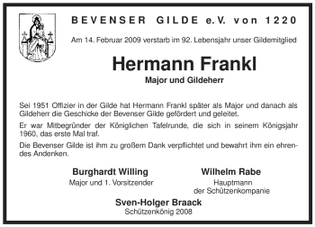 Traueranzeige von Hermann Frankl von ALLGEMEINE ZEITUNG UELZEN