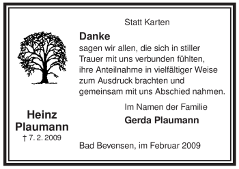 Traueranzeige von Heinz Plaumann von ALLGEMEINE ZEITUNG UELZEN