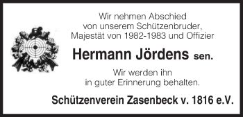 Traueranzeige von Hermann Jördens von Uelzen