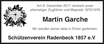 Traueranzeige von Martin Garche von ALLGEMEINE ZEITUNG UELZEN