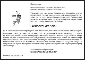 Traueranzeige von Gerhard Wendel von Uelzen