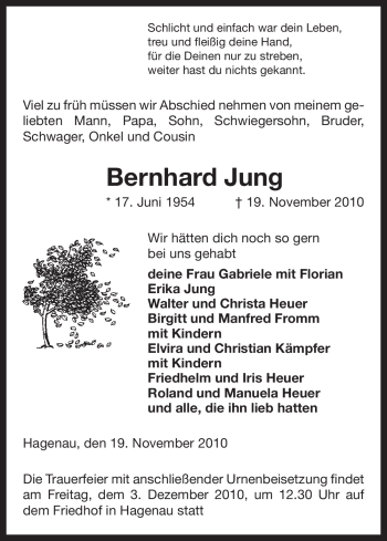 Traueranzeige von Bernhard Jung von ALLGEMEINE ZEITUNG UELZEN