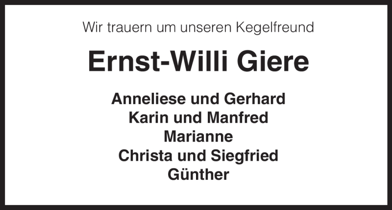  Traueranzeige für Ernst-Willi Giere vom 13.04.2011 aus ALLGEMEINE ZEITUNG UELZEN