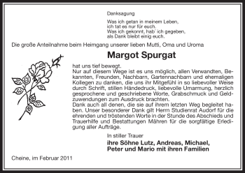 Traueranzeige von Margot Spurgat von ALLGEMEINE ZEITUNG UELZEN