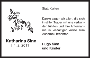 Traueranzeige von Katharina Sinn von ALLGEMEINE ZEITUNG UELZEN