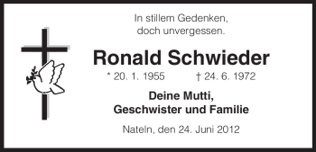 Traueranzeige von Ronald Schwieder von ALLGEMEINE ZEITUNG UELZEN