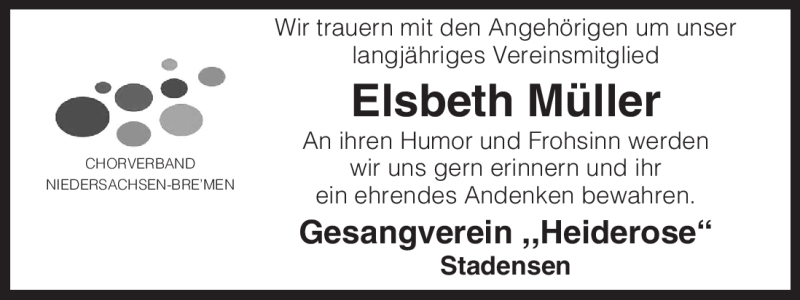  Traueranzeige für Elsbeth Müller vom 29.09.2010 aus ALLGEMEINE ZEITUNG UELZEN