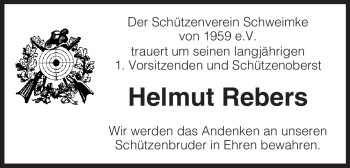 Traueranzeige von Helmut Rebers von ALLGEMEINE ZEITUNG UELZEN