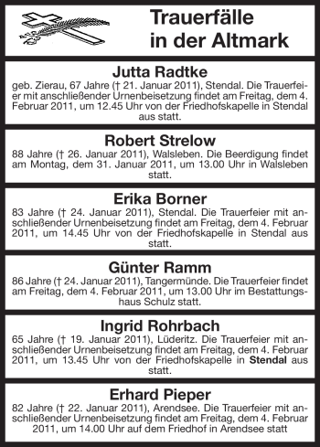 Traueranzeige von Robert Strelow von ALLGEMEINE ZEITUNG UELZEN